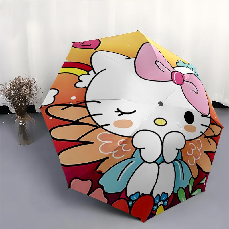 1pc Hello Kitty Automatic Opening/Closing Umbrella with Foldable Design, Iron Frame Outdoor Umbrella for Fans, Travelers, Daily Use, Festive Gift (Pin