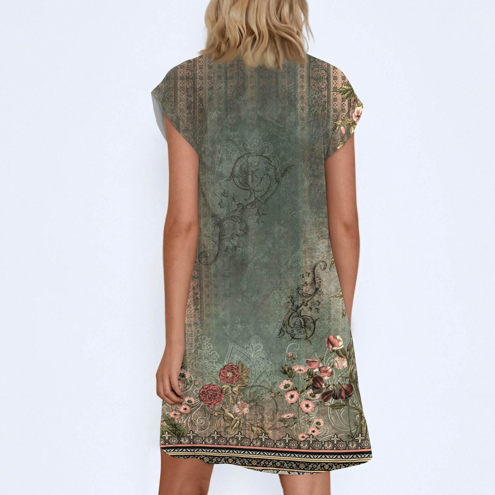 

Женские повседневные модные свободные платья с круглым вырезом, платья-пуловеры с коротким рукавом и принтом L