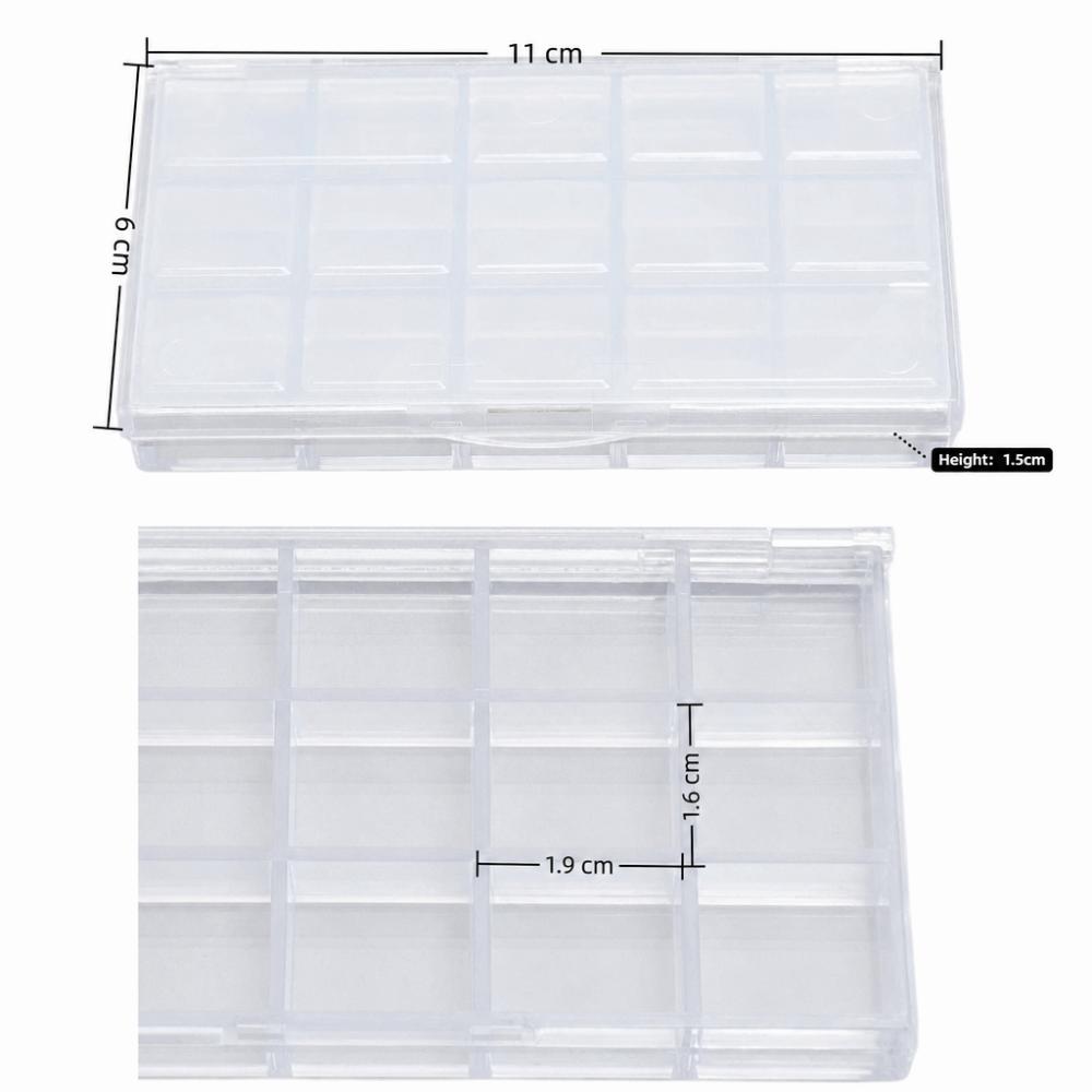 2PCS Transparent Paint Box 15 Grids Art Pigment Container  Daily Art Class Arrangement