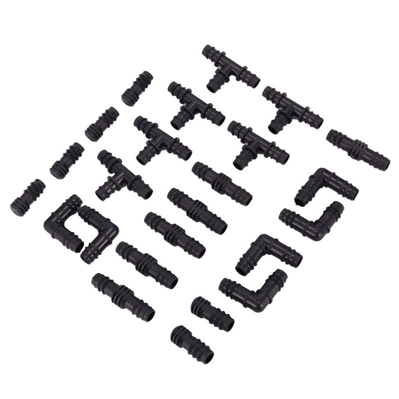 M-Modern-Irrigation Fittings Kit For Drip Tubing -6 Tees, 6 Couplings, 6 Ends, 6 Elbows - 16Mm Compatible Drip Sprinkler Systems