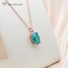 Fashion Ice Crack Egg Shape Oval Crystal Pendant Necklace For Women Elegant Party Rose Gold Color Jewelry