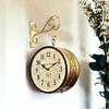 6 INCH - One Side English Other Roman Numbers - Vintage Clock Handcrafted Double Side Analog Clock Brass Finish