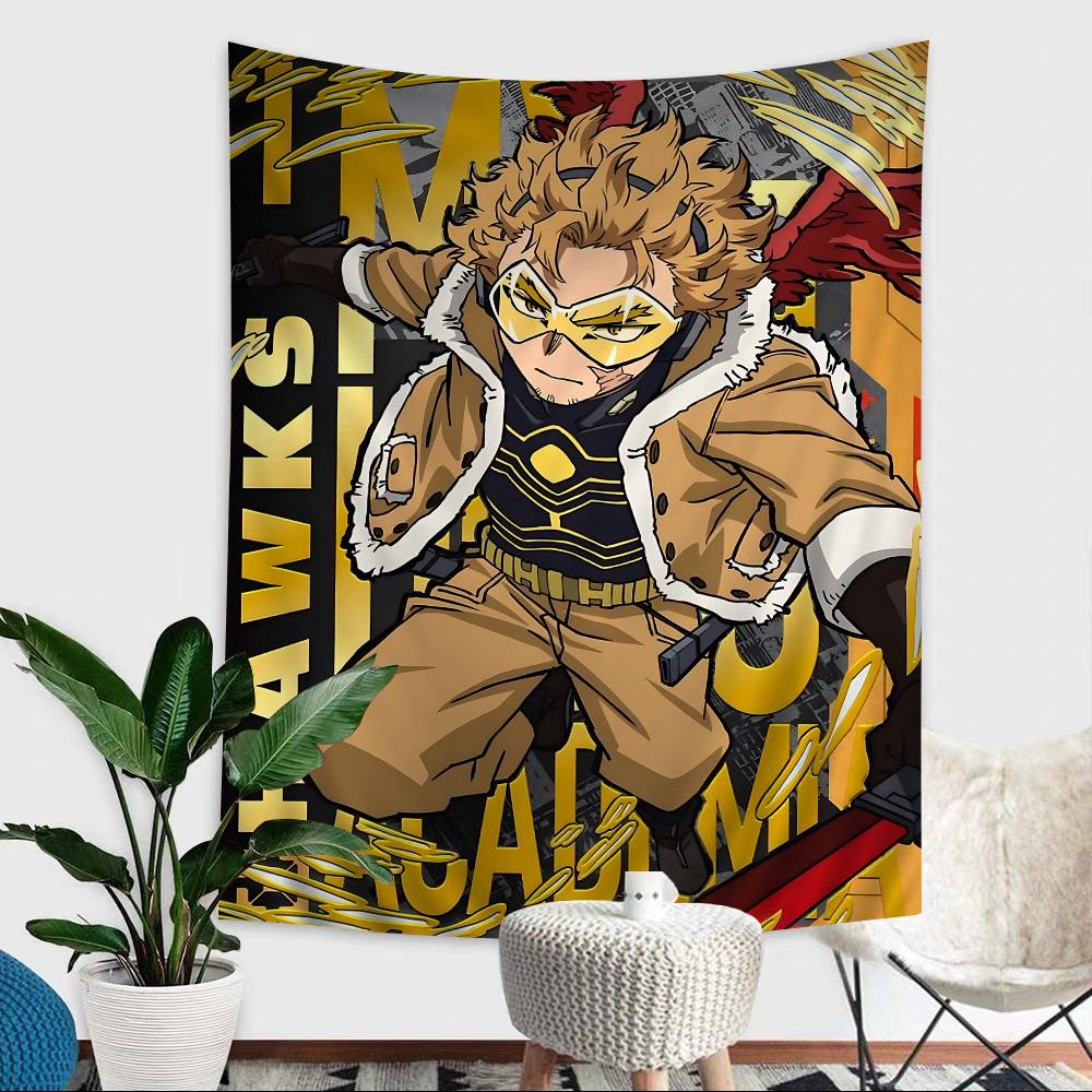 Anime My Hero Academia Hawks Cartoon Tapestry Art Science Fiction Room Home Decor Wall Hanging Sheets 100X70CM