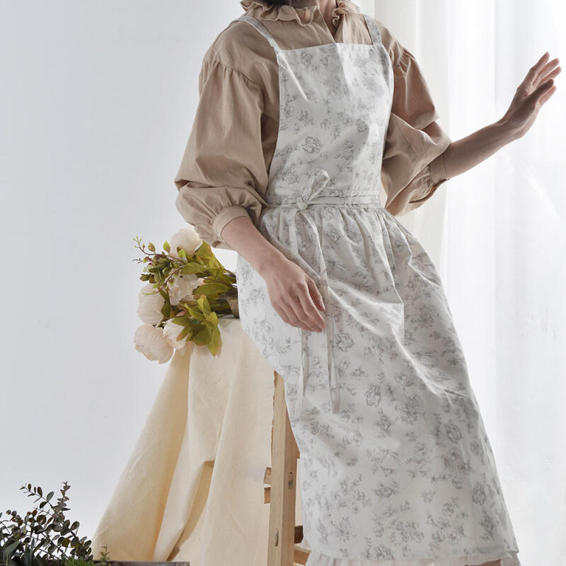 Luna Bisom Pure Cotton Long Waterproof Apron Beige beige