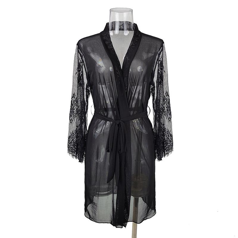 Nuisette en maille pur désir grande taille robe à lacets peignoir ensemble deux pièces
