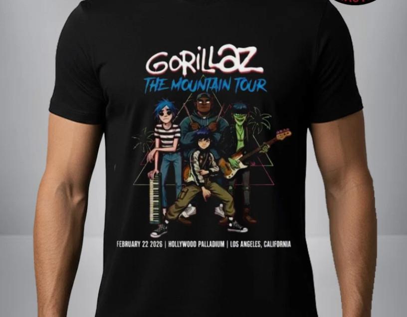 Gorillaz The Mountain Tour 2026 Event Tee Show Los Angeles On Feb 22 T-Shirt Unisex T-Shirt XL