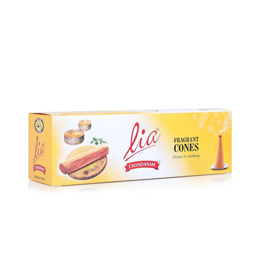 Cycle Pure Lia Chandanam Conuri Dhoop Parfumate Uscate Pachet de 1 cu Suport Gratuit pentru Puja, Meditație, Rituri 64N