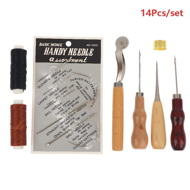 Leather Sewing Tools Kit Wear Resistant DIY Leather Craft Hand Stitching Set for Shoe Bag Repair Work