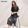 Women's Elegant Silk Blend Short Sleeve Midi Dress