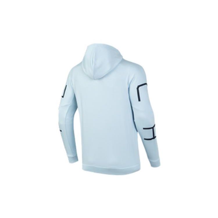 Anta Training Series Solid Color Logo Zip-Up Hooded Fleece Sweatshirt Men Sweatshirt Keling-Blue 952237737-2