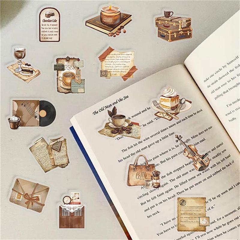 Adesivi a Tema Caffetteria Good-Retro per Scrapbooking 50 Pezzi Impermeabili Trasparenti in PET Decalcomanie Estetiche
