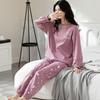 Aifen Teng Women's Pajamas Set: Pure Cotton, Long Sleeve, Long Pants, Casual Home Wear, Suitable for Spring, Autumn, and Winter.