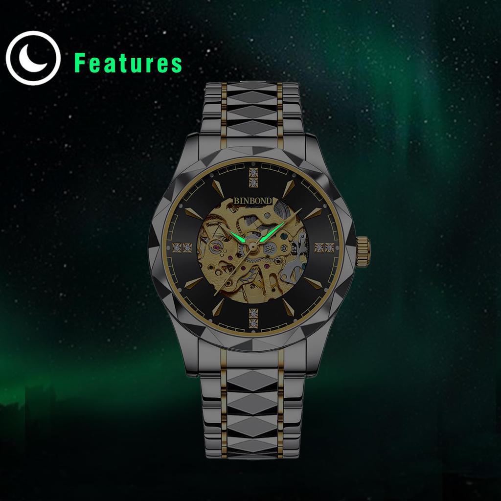 Automatic Watch Silver 3ATM Water Luminous Analog Stainless Steel Strap Watch Fashion Watch Birthday Christmas Day Day Gift Men's Resistant Men's -