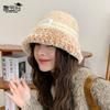 Herbst- und Winterplüsch warme winddichte Mütze Damen Splicing Strick Bucket Fischerhut zeigt kleines Gesicht vielseitiger Bucket Hat