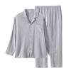 Men's pajamas spring and autumn crepe cloth pure cotton double-layer cotton yarn cardigan homewear loose large size long-sleeved trousers homewear