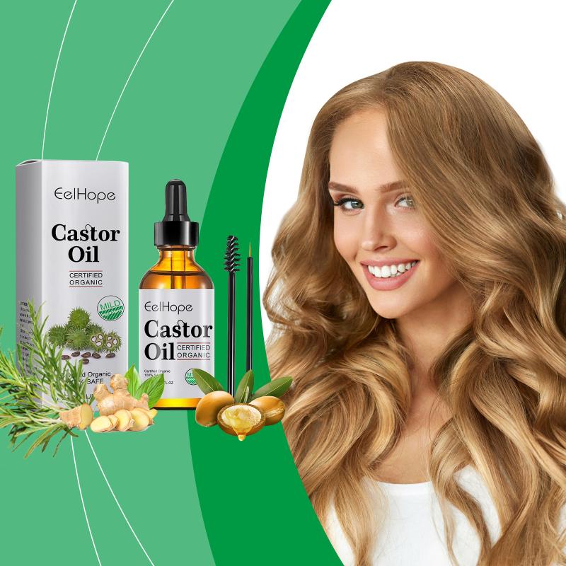 

Organic Castor Oil Hair Eyelash Eyebrow Serum Nourish Strengthen Promote Growth Natural Moisturizing Care Oil one size