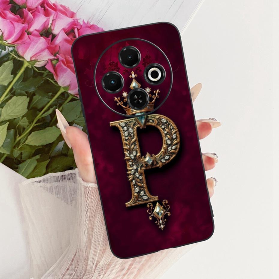 2025 Fashion Crown Letter Case For Tecno Spark 30C 30 Pro 4G Black Silicone Soft Cover For Tecno Spark30C 30 30Pro Phone Cases