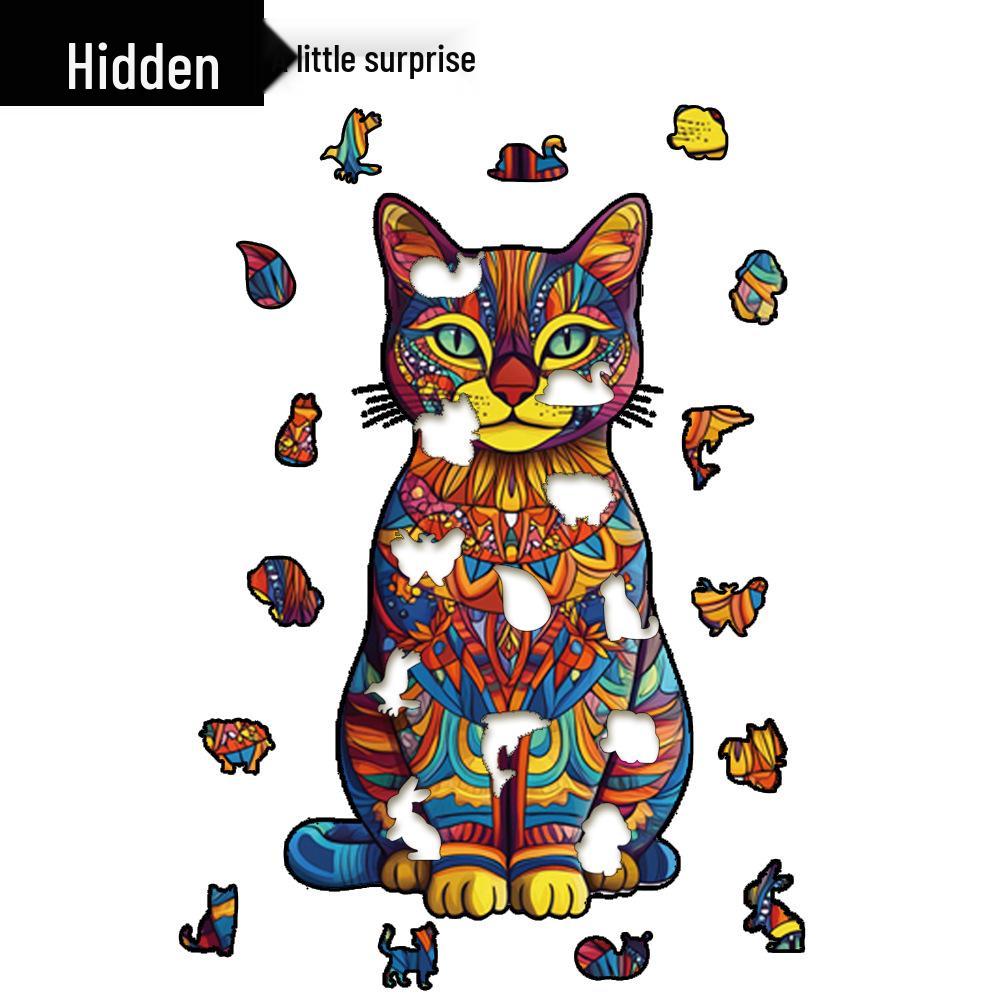 HOOLOOG Cat Puzzle Toy: Educational Wooden Irregular Puzzle & Piggy Bank for Cats