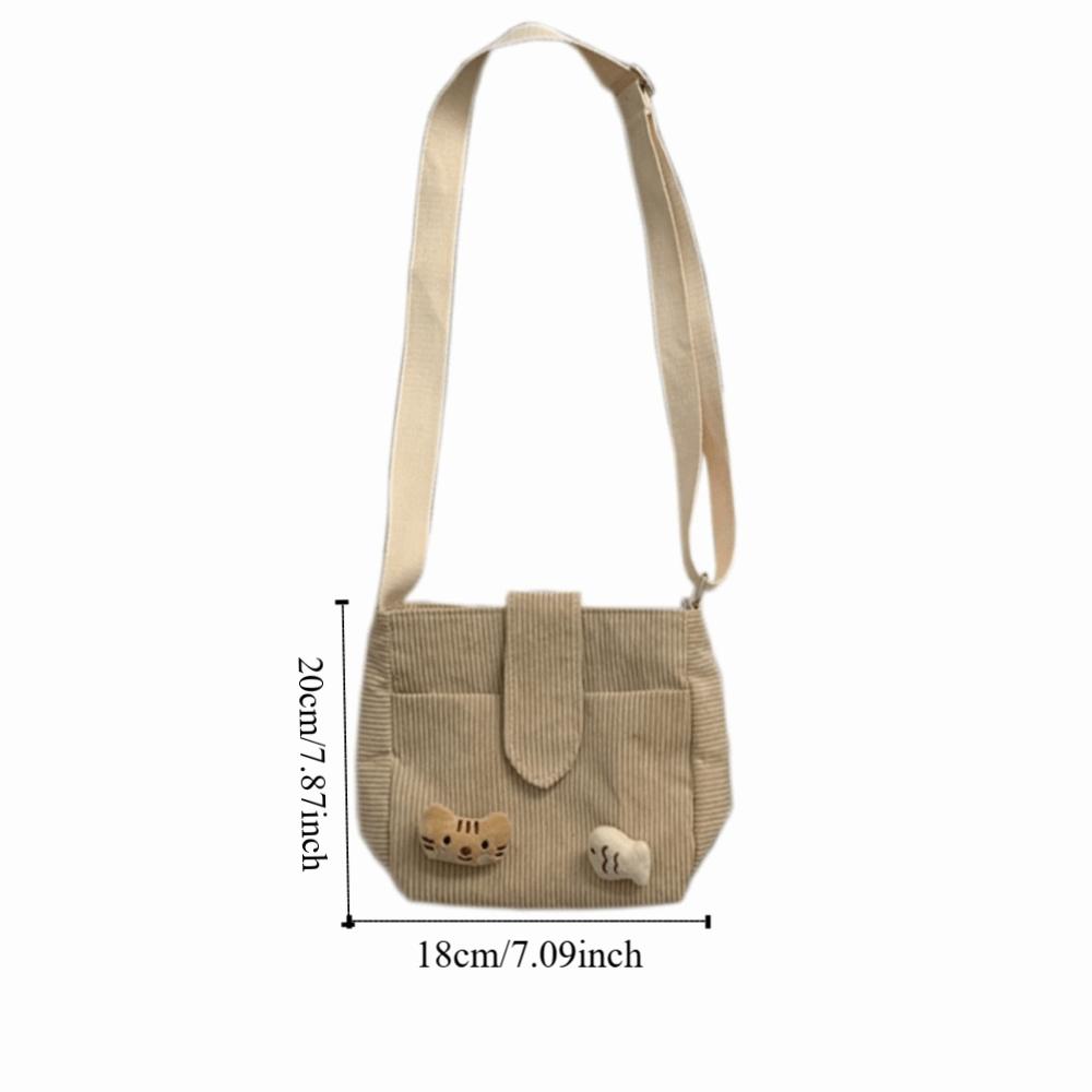 Retro Corduroy Crossbody Bag Large Capacity Velvet Shoulder Bag Portable Mini Corduroy Bag  Women