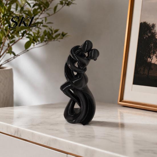 Minimalist Couple Decor 3D Printed Tango Dancer Statue, Abstract Art Figurine with Elegant Ballroom Pose, Modern Stable Base Statue Home Sculpture for