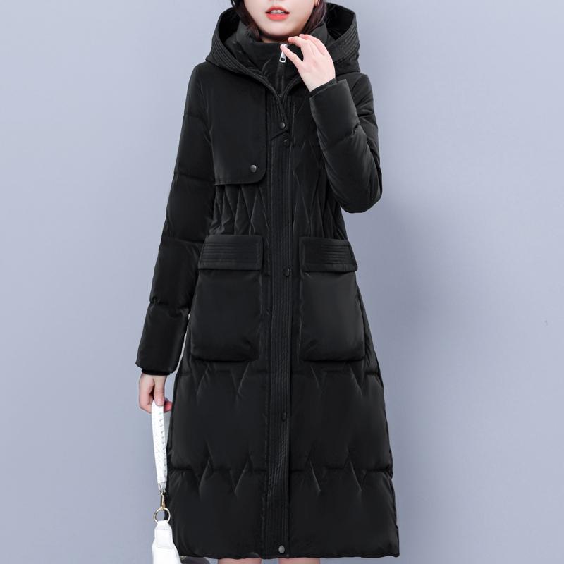 Plus Size Woman Winter Long Coat Hooded High Quality Thick Warm Padded Jackets for Women Korean Style Winter Parkas Big Pockets