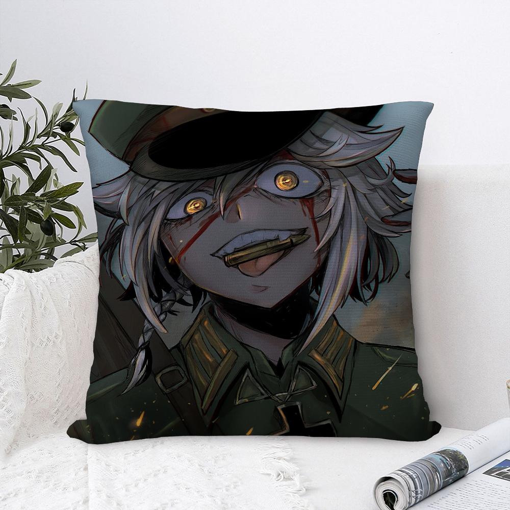 S-Saga Of Tanya Evil Pillow Case Sofa Decorative Home Double-Sided Print Plush Square Throw Pillow Covers Cushion Decor Cover