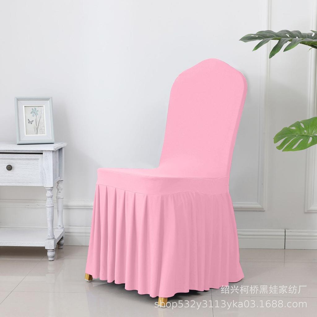 Banquet Chair Cover Thickened Elastic Pleated Skirt Dining Chair Cover Wedding Hotel Party Venue Decoration Simple and Versatile