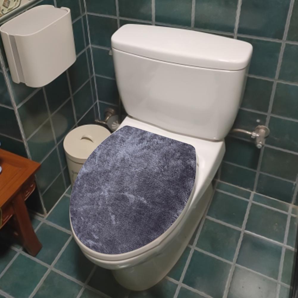 Toilet Seat Cover Ultra Plush Elastic Band Non-Slip Solid Color Toilet Lid Cover Comfortable Washable Bathroom Toilet Accessory