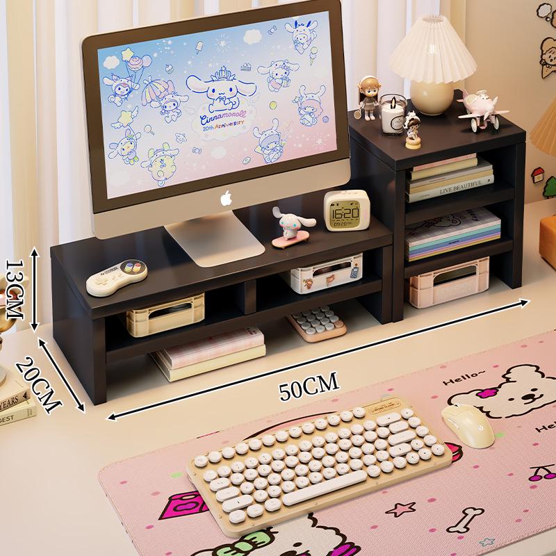 White Computer Monitor Stand with Drawer - Desk Riser for Girls