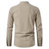 2024 Herren Baumwolle Henley Hippie Lässig Strand Langarm Stehkragen Hemd A275