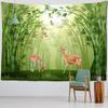 Bamboo Forest Cottage Window Painting Tapestry Wall Hanging Bohemian Sika Deer Aesthetics Room Home Decor