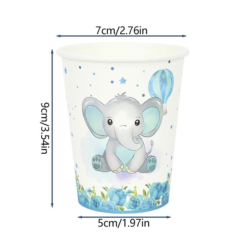 Blue Baby Elephant Disposable Tableware Set Paper Plate Cup Napkin Kids Boys 1st Birthday Party Decoration Baby Shower Supplies