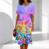 Moda Donna Grazioso Bellissimo Stampa Fiori e Erba Estate Primavera Manica Corta Girocollo Abiti Casual