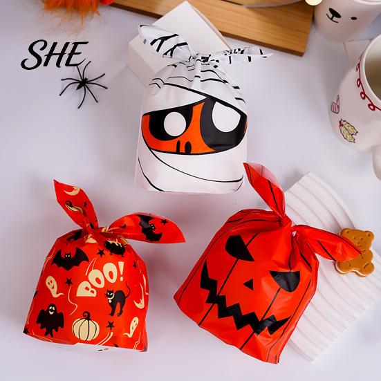 Transparent Cookie Bags with Drawstrings 48 Pcs Halloween Candy Bags, Kids Trick or Treat Goodie Cute Rabbit Small Containers for Party Ear