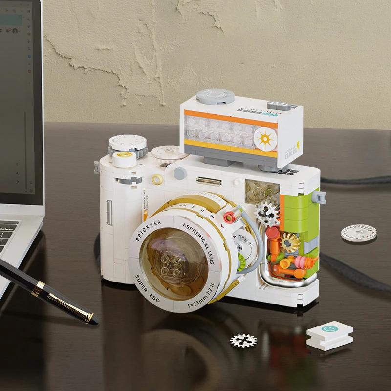 Retro Camera Series Building Blocks Mini Brick Retro Desktop Ornament for Students Model Toy Kids Birthday Graduation Gifts Set