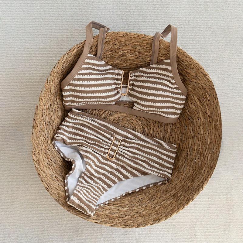 Women S Striped Split Bikini Set Sexy Beach Swimwear