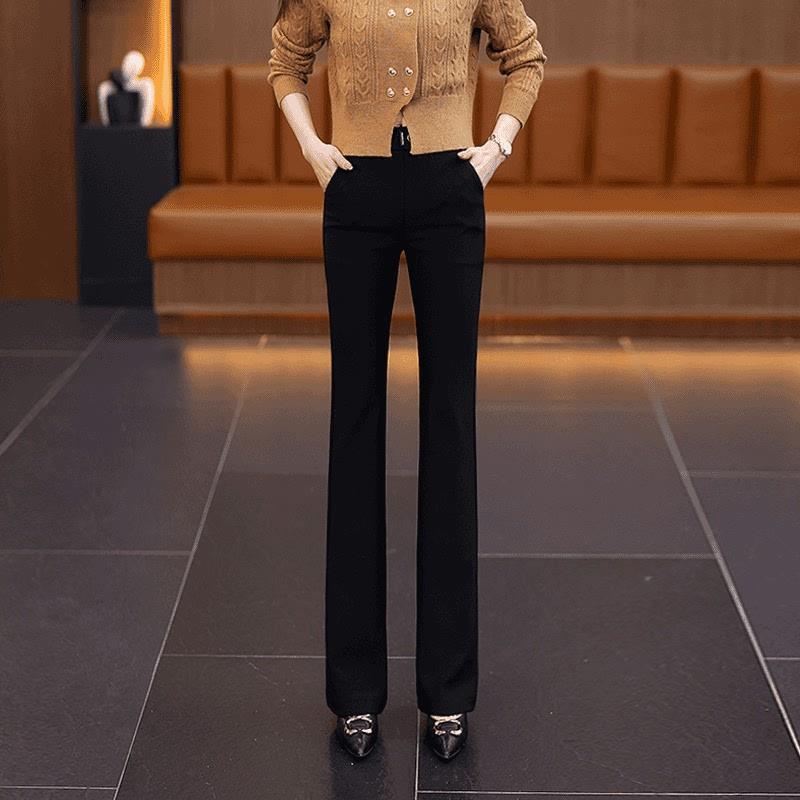 2026 Schwarze High-Waist Schlankmachende Micro-Flare Elastische Hose - Vielseitige Frühjahrs-/Sommer-Freizeithose für Damen
