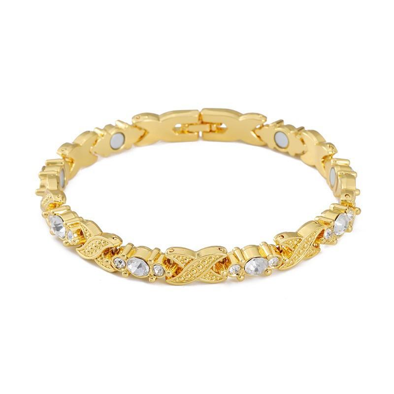 Ladies Detachable Energy Magnetic Bracelet Eco Friendly Rhinestone Adjustable Bangle