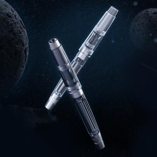 Natami Vacuum Filling Fountain Pen, Titanium & Acrylic, for Writing, Office & Business Use, Large Capacity Pen with Gift Case