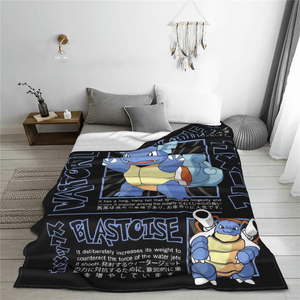 Warm BlanketKids Adult Decorative Pokemon Sauirtle Evolucion Bedding Throws  Flannel Bedspread For Street Trend Sofa Bed Cover