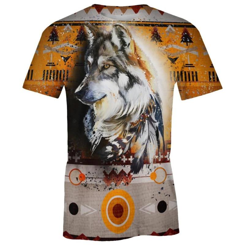 Men's 3D Printed T-Shirt Short Animal Wolf Print Sleeve O-Neck Pullover casual top