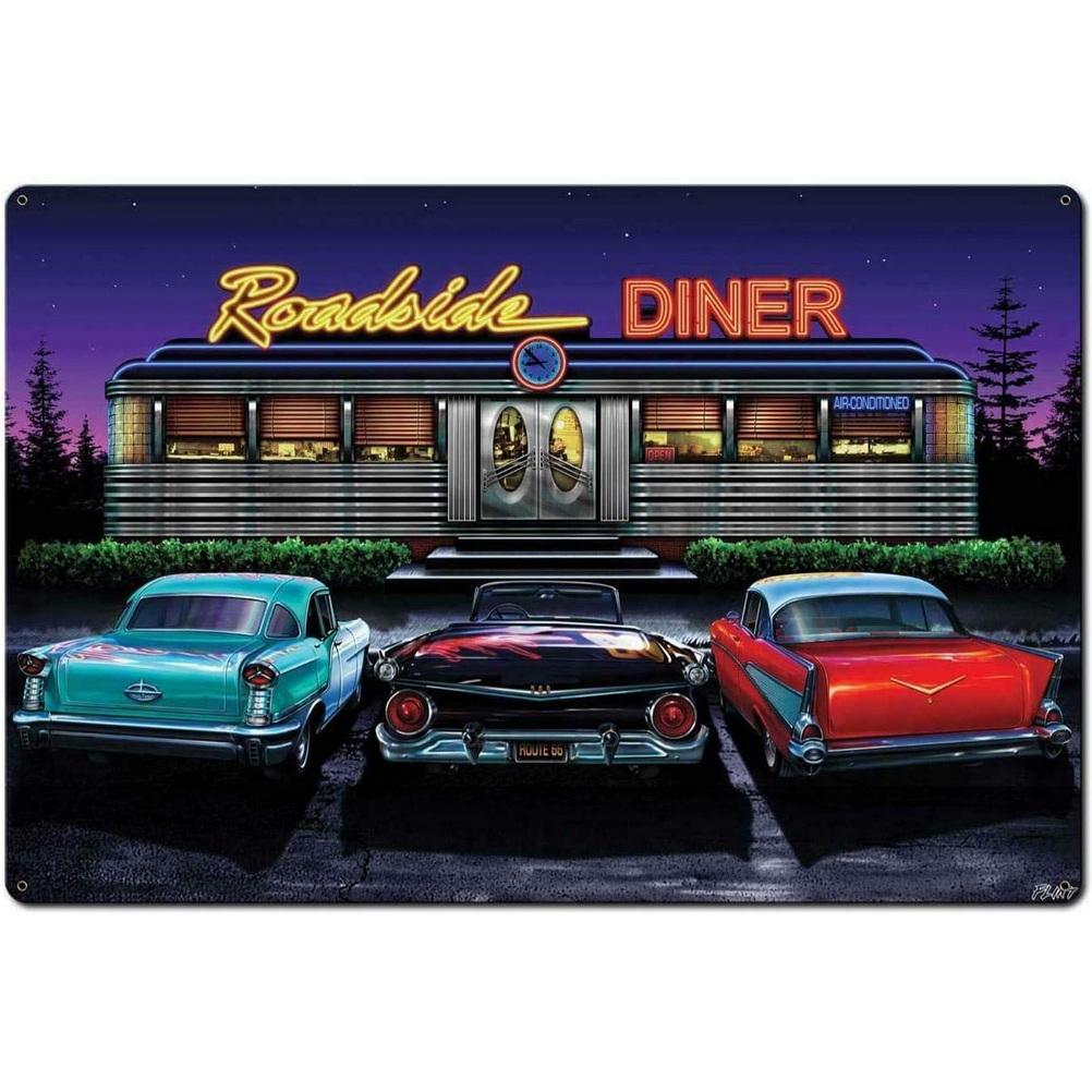 Vintage Motel Metal Tin Signs Wall Art Route 66 Car Posters for Garage Motel Hotel Club Cafe Bars Pubs Iron Painting Decoration