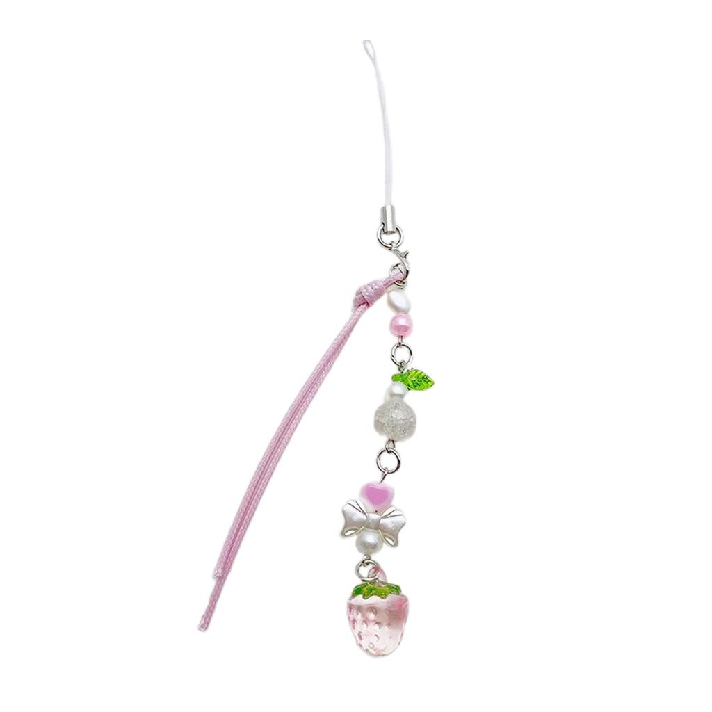 Acrylic Alloy Beaded Keychain Stylish Phone Pendant for Women Girls Elegant Keyring Gift Fashionable Bag Accessory