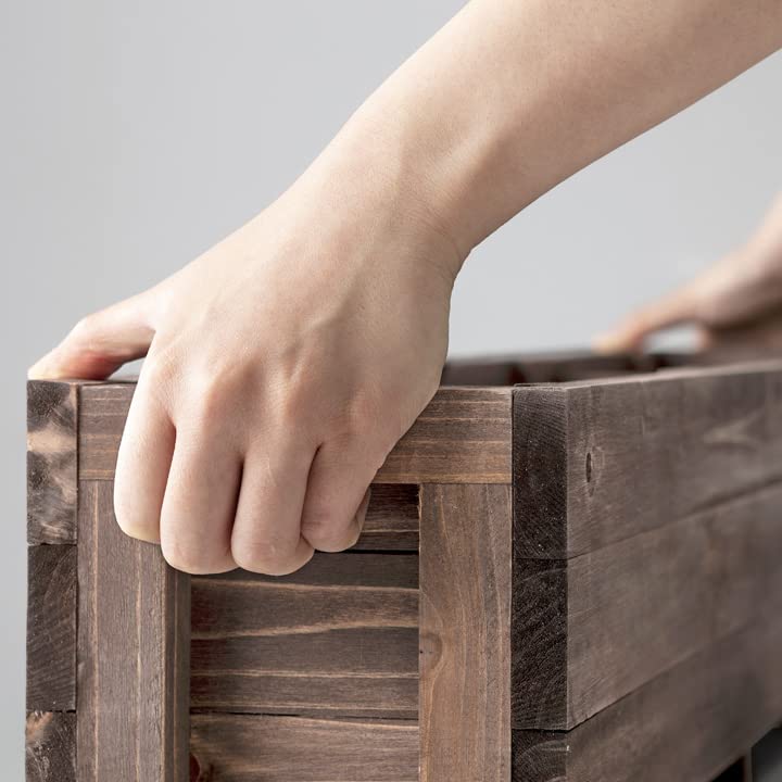 Takasho Slim Herb Planter S Brown Wooden WSP with Divider Rectangular Planter Pot Stylish Flower Pot WSP-01B
