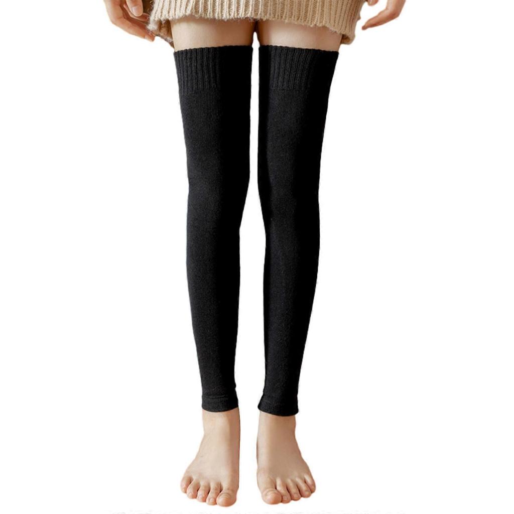 Oberschenkelhohe Stulpen für Frauen Mädchen Gestrickte Lange Über Knie Socken Fußlose Stiefelstrümpfe Winter Warme Oberschenkelhohe Socken Schwarz