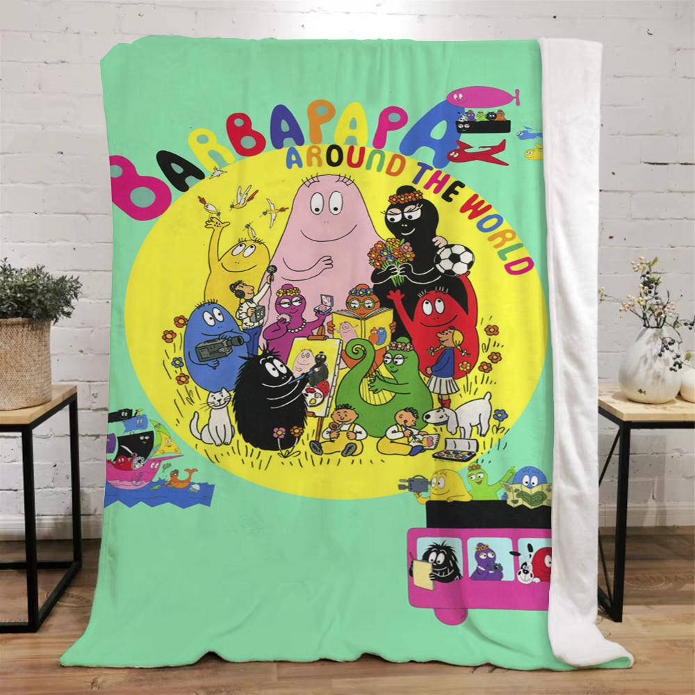 Les-Barbapapa Throw Blanket King Size Fluffy Plaid Throws Blankets for Sofa Luxury Bedding Beach Towel Home and Decoration Knee