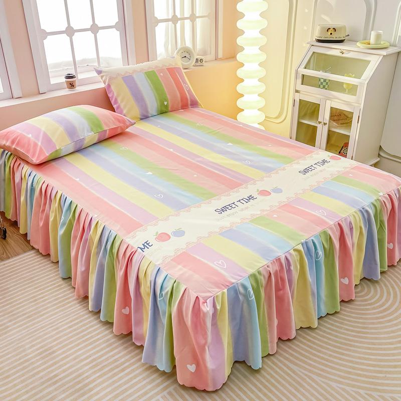 3pcs Bed Skirt Set Anti-slip Bed Skirt Bed Cover Full Bed Skirt Set Dust-proof Bed Sheet Bed Surround Bed Cover Mattress Protective Cover Bedding Set