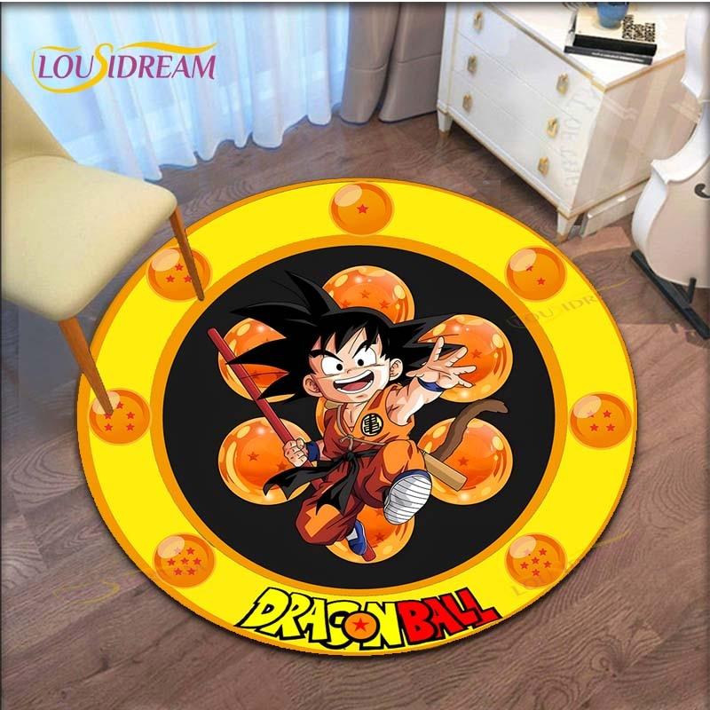 GOKU Carpet Cartoon Dragon Ball Non-slip Floormat Area Rug Round Play Mat for Playroom Kidsroom  Rugs for Bedroom