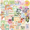 50 Inspirational Danish Pink Green Stickers Personalized Decorative Guitar Notebook Suitcase DIY Waterproof Stickers