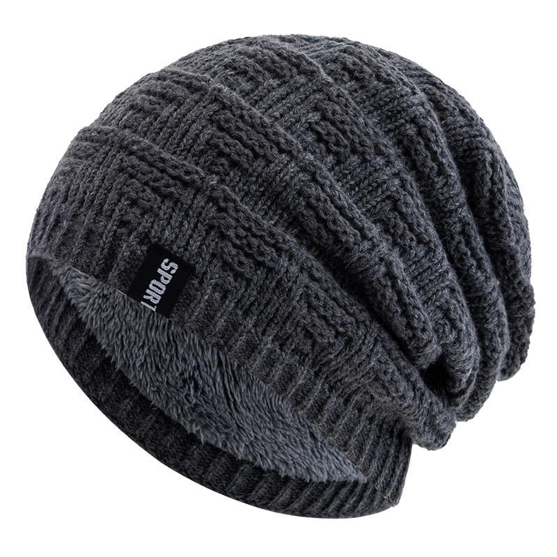 

Новый стиль Унисекс Повседневная Шапка-бини Плюшевая Меховая Подкладка Шапки для Мужчин Женщин Сохраняют Тепло Вязаная Шапка Модная Однотонная Лыжная Спортивная Зимняя Шапка 56cm-60cm серый
